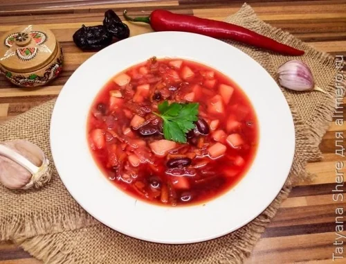Как приготовить борщ с фасолью