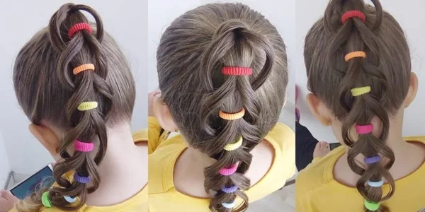 Высокий хвост с двумя разными косами